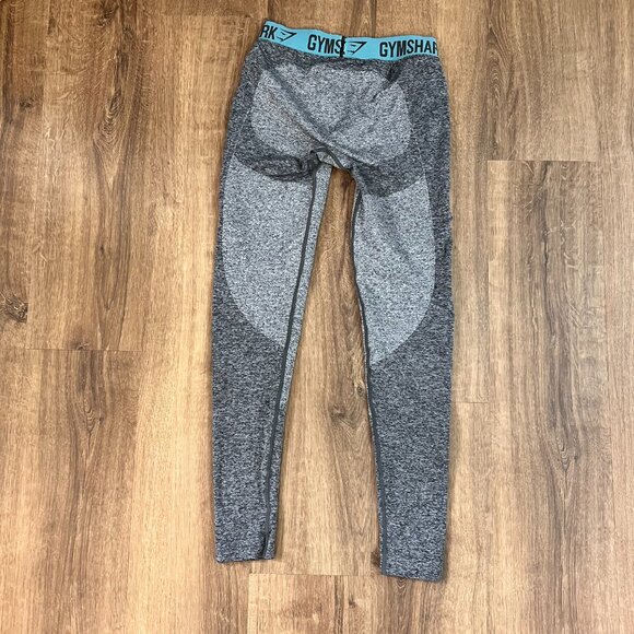 GymShark Womens Seamless Flex Leggings Gray  Turquoise Elastic Waist Sz M - Picture 6 of 10